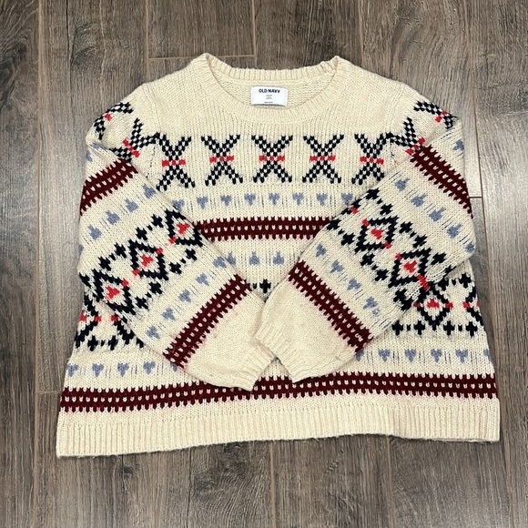 Old Navy | Cozy Fair Isle Blouson-Sleeve Sweater (Petite) - Picture 3 of 4